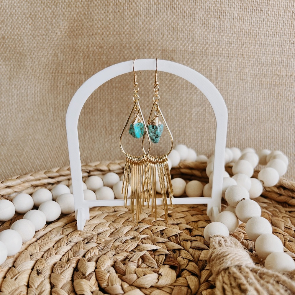 Gold & Turquoise Dangle Earrings